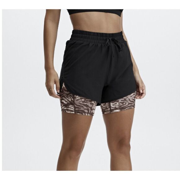 Fabletics Small Athletic‎ Shorts Sloane Running Short Black/Smokey Runyon - Picture 1 of 9